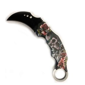 5" Closed Skull and Roses SwitchBlade Finger Ring