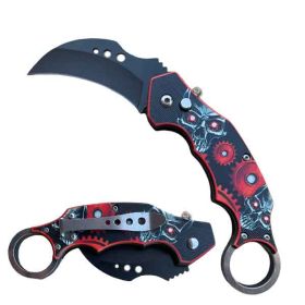 5" Closed Skeleton SwitchBlade Finger Ring - Red