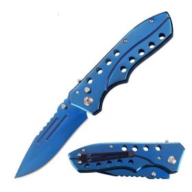 5.35" Closed Blue Switchblade Clip Point Blade Knife