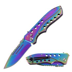 5.35" Closed Titanium Switchblade Clip Point Blade Knife