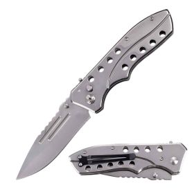 5.35" Closed Silver Switchblade Clip Point Blade Knife