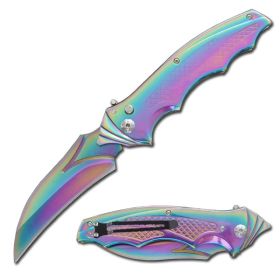 5.95" Closed Rainbow Titanium Switch Blade