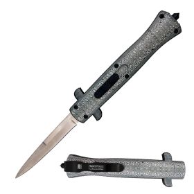 9" Damascus Finish ABS Handle Stiletto OTF Out The Front Knife