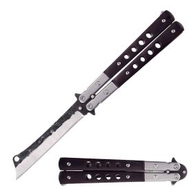 Cleaver Blade Butterfly Knife Black Wood Handle