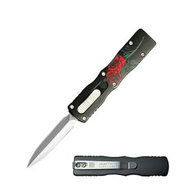 5.25" Rugged Red Rose Handle Mini OTF Automatic Knife