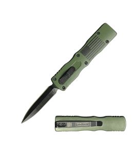 5.25" Rugged American Flag Army Green Handle Mini OTF Automatic Knife