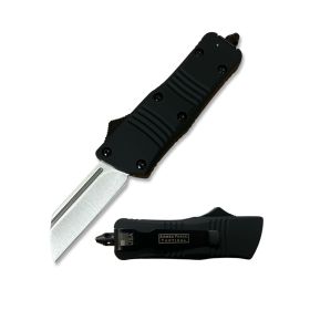 5.5" Wasp Mini Black Automatic OTF Knife Cleaver Point Blade