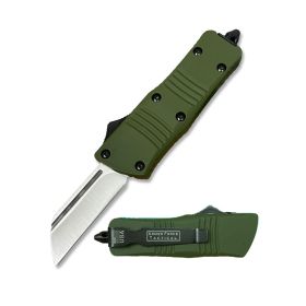 5.5" Wasp Mini Green Automatic OTF Knife Cleaver Point Blade