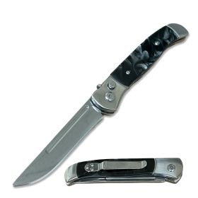 4.5" Closed Everyday Carry Clip Point Auto Switchblade Knife Black Pearl