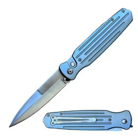 5" Closed Grey Handle Switchblade with Safety