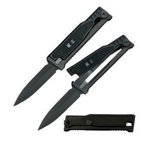 7.75 Inch Black Dagger Blade Gravity Knife CNC 6061 Aircraft Alum. Handle