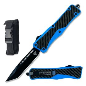 9.75" Blue Carbon Fiber Automatic OTF Out the Front Knife
