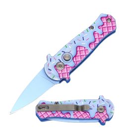 3.25" Closed Sprinkle Waffle CNC Aluminum Handle Mini Auto Switch Blade Knife