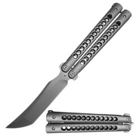 Drop Point Blade Grey Balisong Butterfly Knife Flipper