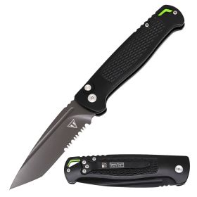 Tanto Point Serrated Blade SwitchBlade Automatic Pocket Knife Glows in Dark