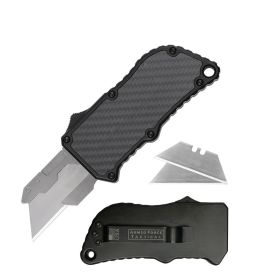 3.5 Inch Closed Carbon Fiber Handle Automatic OTF Utility Knife Box Cutter