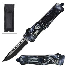 9" Grim Reaper Ghost Tactical OTF Pocket Knife Drop Point Blade