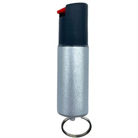 Silver Sparkle Keychain Pepper Spray for Self Defense - Safety Twist Top to Prevent Accident