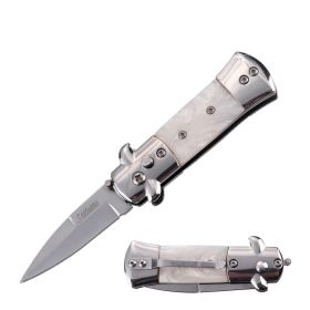 5.65" Mini Stiletto Switch Blade - White Pearl Handle