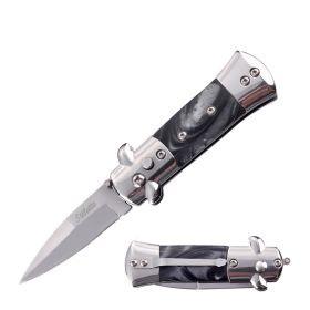 5.65" Mini Stiletto Switch Blade - Black Pearl Handle
