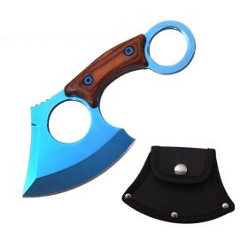 Blue Titanium Straight Edge Cleaver Axe