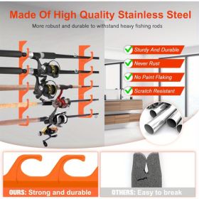 3pcs Fishing Rod Rack Orange, Rubber Coated Metal Fishing Rod Rack, Living Room Wall Display Rack, Horizontal Wall Storage Rack, Garden Villas Fishing