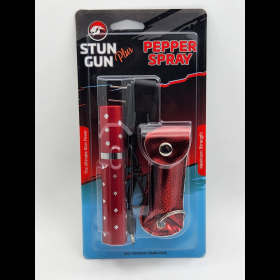 Red Lipstick Stun Gun and Pepper Spray Combo for Self Defense