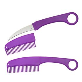 Purple Karambit Hidden Blade Self Defense Brush Comb Knife