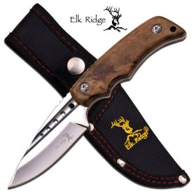 Burl Wood Handle Hunting Knife