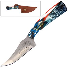 7" Fixed Blade Knife American Wolf Handle
