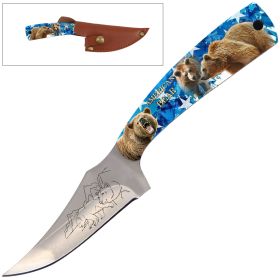 7 Inch Fixed Blade Knife American Bear Handle
