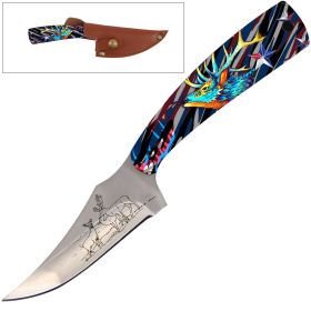 7" Fixed Blade Skinning Knife Deer Handle