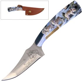 7 Inch Fixed Blade Knife Wolf Handle