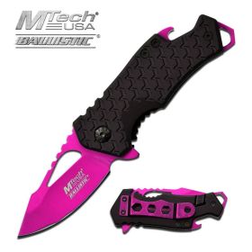 Assisted Opening Knife Pink Blade With Black Handle