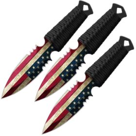 7.5" USA Flag American 3 Piece Throwing Knife Set