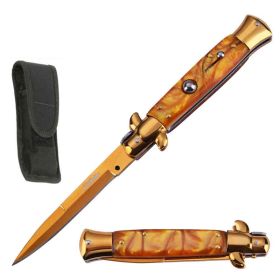 8.75" Classic Golden Italian Stiletto Switchblade