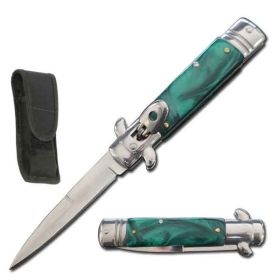 7.75"  Switchblade - Green Pearl Handle