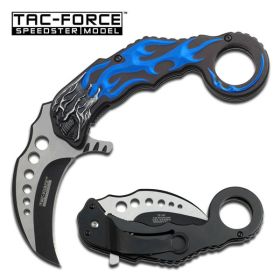 Blue Skull Spring Assisted Folding Knife