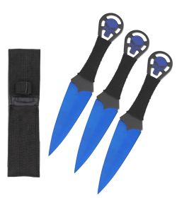 9 Inch Blue Punisher Skull Throwing Knives 3 Pc Set