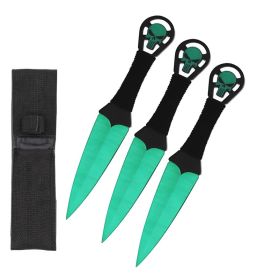 9 Inch Green Punisher Skull Throwing Knives 3 Pc Set