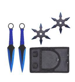4 PC Blue Ninja Throwing Knives Set