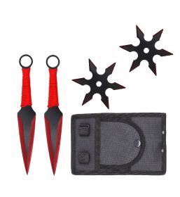 4 PC Red Ninja Throwing Knives Set