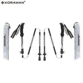 KORAMAN 1pair Carbon Fiber Collapsible Walking Pole Sticks With Carrying Bags