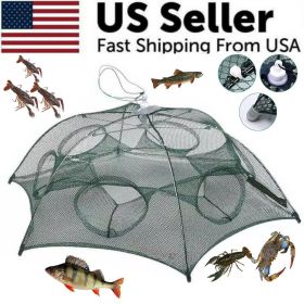 Fishing Bait Trap Crab Net – Foldable Crawdad Shrimp Cast Dip Cage
