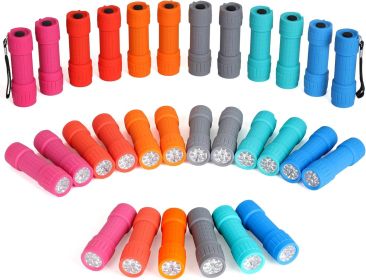 30-Pack, 9-LED Mini Flashlight Set, AAA Batteries are Included and Pre-Installed, Perfect for Gift, Class Teaching, Camping, Wedding Favor
