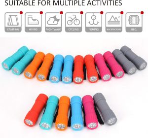 18-Pack, 9-LED Mini Flashlight Set, AAA Batteries are Included and Pre-Installed, Perfect for Class Teaching, Camping, Wedding Favor