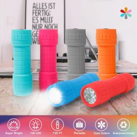6-Pack Handheld Torch Assorted Colors with Lanyard (3AAA Battery Included