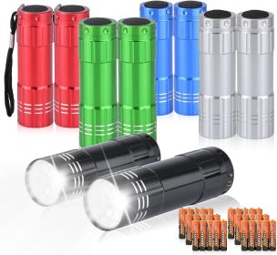 10 Pack of Flashlights 9 LED Mini Aluminum Flashlight