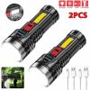 (2 Pack)USB Rechargeable LED Flashlight 4-Modes Camping Hiking Torch Work Light(Logistics only For USPS.TK/TMEU only For self-pickup)