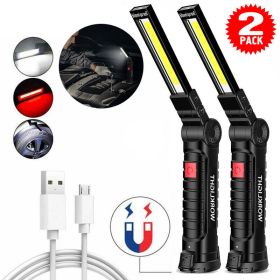 2PCS Magnetic COB LED USB Rechargeable Work Light